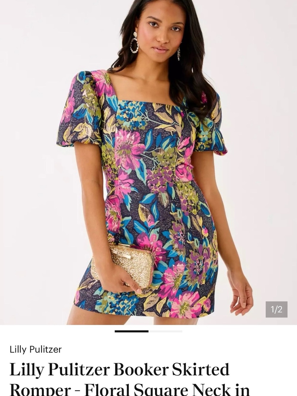 Lilly Pulitzer Square-Neck Floral Mini Dress in Pink, Blue & Green